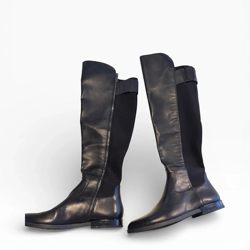 New Calvin Klein Priya over-the-knee boot in black leather size 8.5